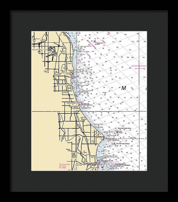 South Milwaukee-lake Michigan Nautical Chart - Framed Print