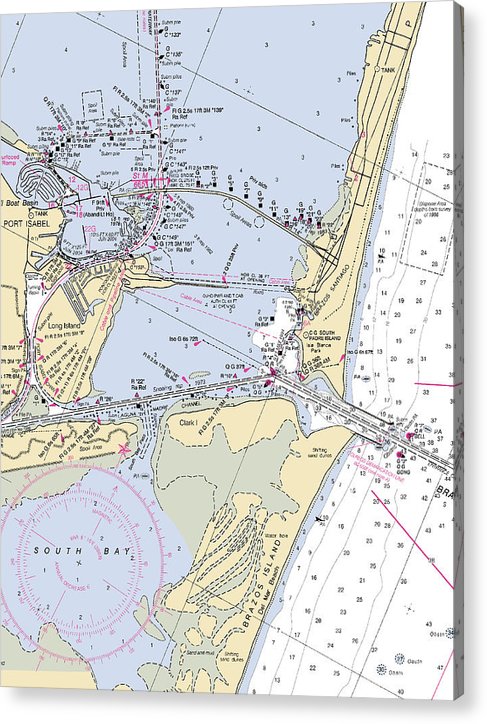 South Padre Island-Texas Nautical Chart  Acrylic Print