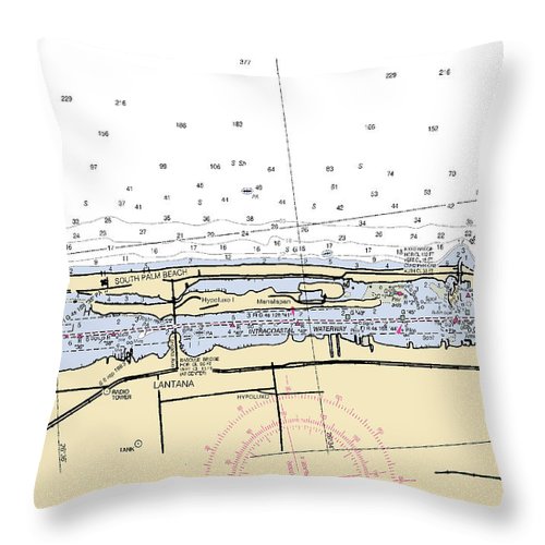 South Palm Beach-florida Nautical Chart - Throw Pillow