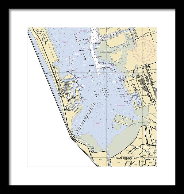 South San Diego Bay-california Nautical Chart - Framed Print
