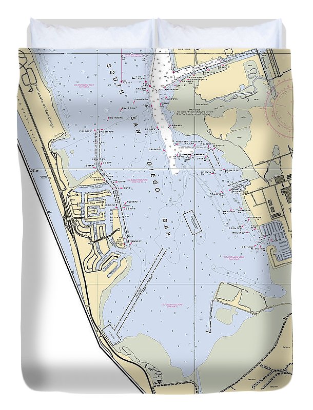 South San Diego Bay-california Nautical Chart - Duvet Cover