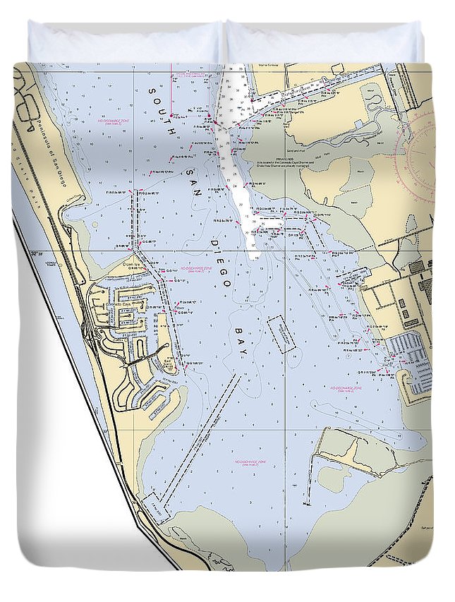 South San Diego Bay-california Nautical Chart - Duvet Cover