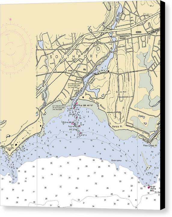 Southport-connecticut Nautical Chart - Canvas Print