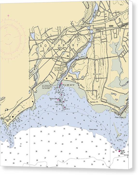 Southport-connecticut Nautical Chart - Canvas Print