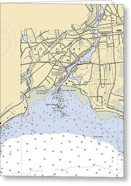 Southport-connecticut Nautical Chart - Greeting Card