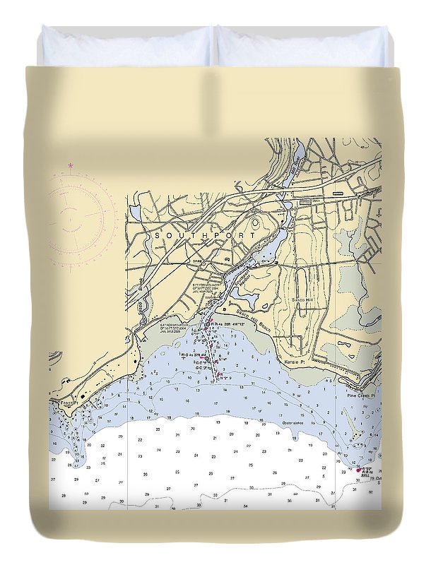 Southport-connecticut Nautical Chart - Duvet Cover