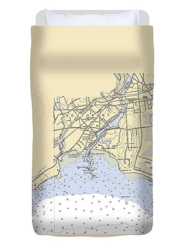 Southport-connecticut Nautical Chart - Duvet Cover