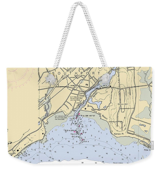 Southport-connecticut Nautical Chart - Weekender Tote Bag