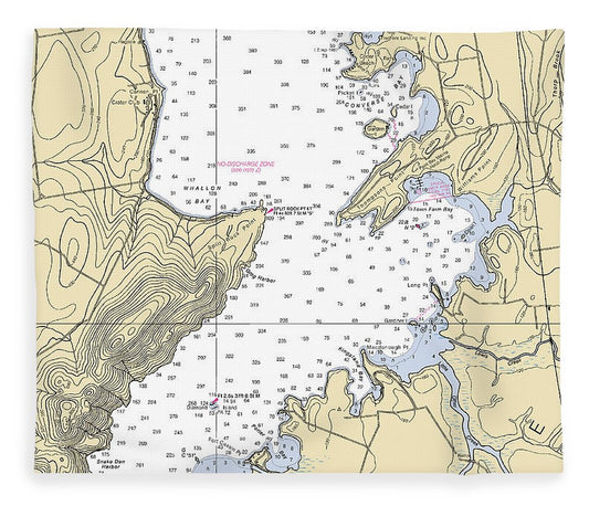 Split Rock Point Lake Champlain  Nautical Chart Blanket