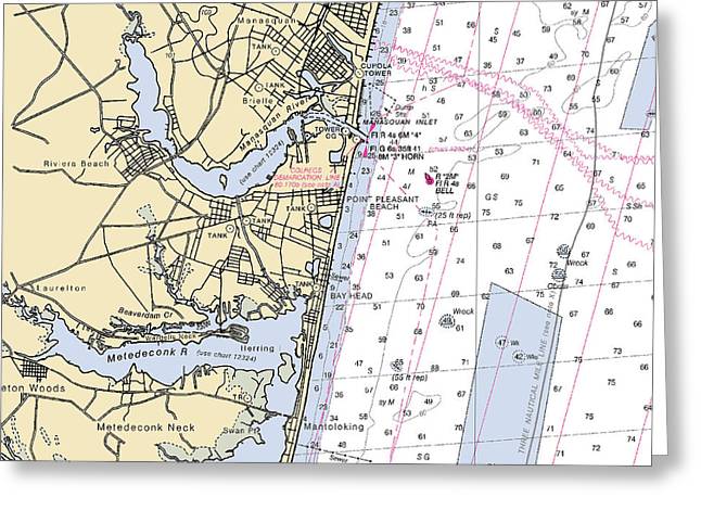 Spring Lake To Mantaloking-new Jersey Nautical Chart - Greeting Card