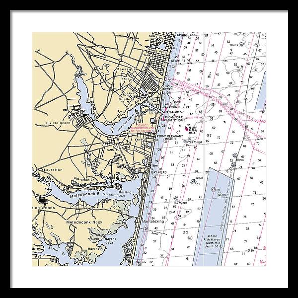 Spring Lake To Mantaloking-new Jersey Nautical Chart - Framed Print