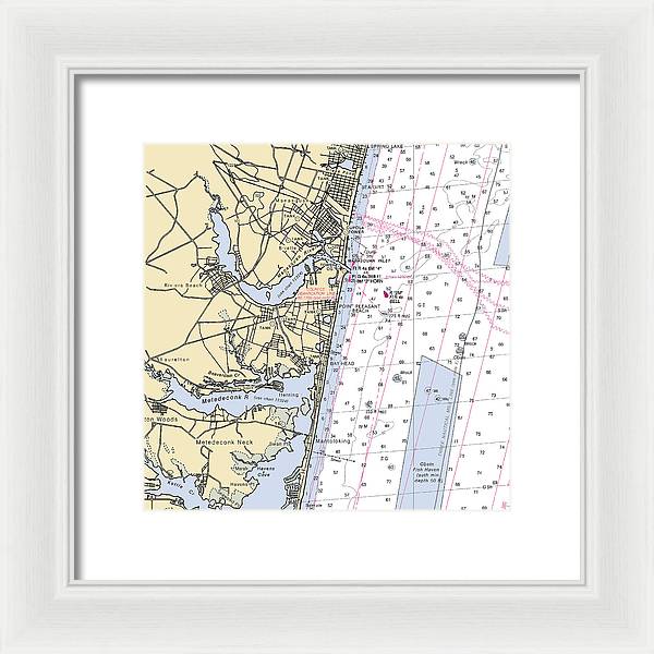 Spring Lake To Mantaloking-new Jersey Nautical Chart - Framed Print