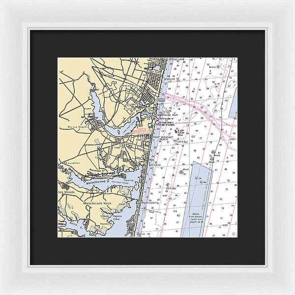 Spring Lake To Mantaloking-new Jersey Nautical Chart - Framed Print