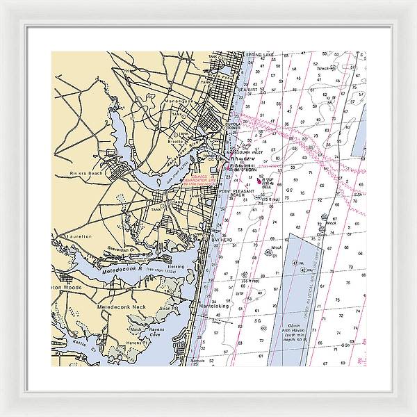 Spring Lake To Mantaloking-new Jersey Nautical Chart - Framed Print