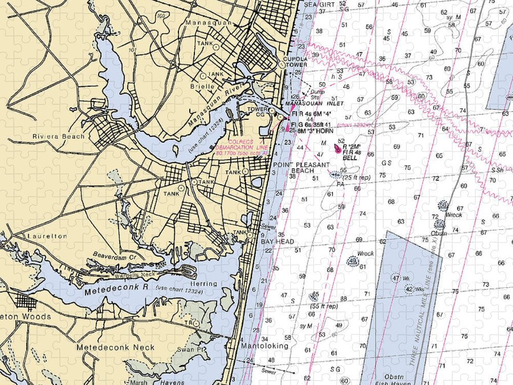 Spring Lake To Mantaloking New Jersey Nautical Chart Puzzle