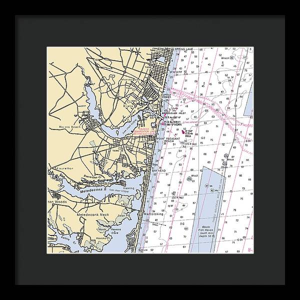 Spring Lake To Mantaloking-new Jersey Nautical Chart - Framed Print