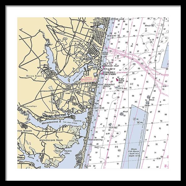 Spring Lake To Mantaloking-new Jersey Nautical Chart - Framed Print