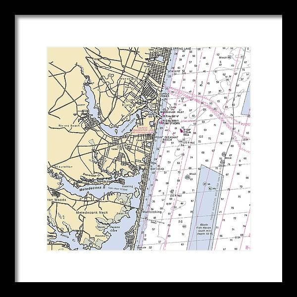 Spring Lake To Mantaloking-new Jersey Nautical Chart - Framed Print