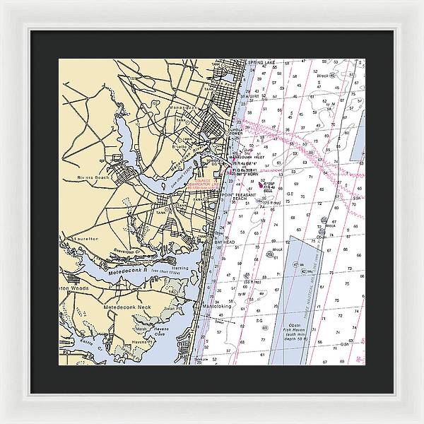 Spring Lake To Mantaloking-new Jersey Nautical Chart - Framed Print