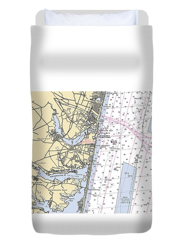 Spring Lake To Mantaloking-new Jersey Nautical Chart - Duvet Cover