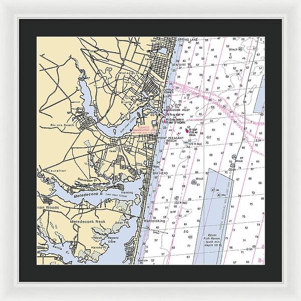 Spring Lake To Mantaloking-new Jersey Nautical Chart - Framed Print