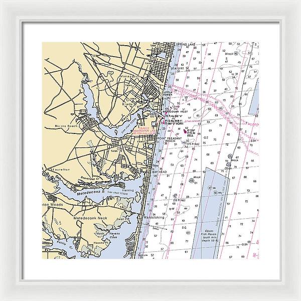 Spring Lake To Mantaloking-new Jersey Nautical Chart - Framed Print