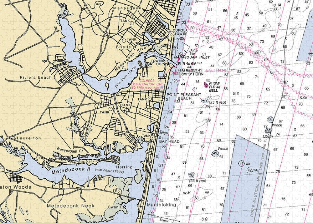 Spring Lake To Mantaloking-new Jersey Nautical Chart - Puzzle