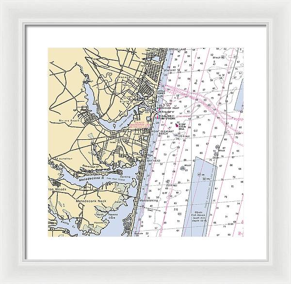 Spring Lake To Mantaloking-new Jersey Nautical Chart - Framed Print