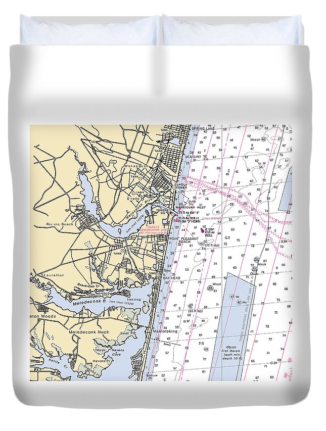 Spring Lake To Mantaloking-new Jersey Nautical Chart - Duvet Cover