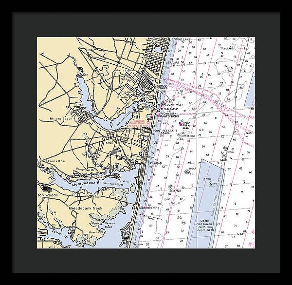 Spring Lake To Mantaloking-new Jersey Nautical Chart - Framed Print