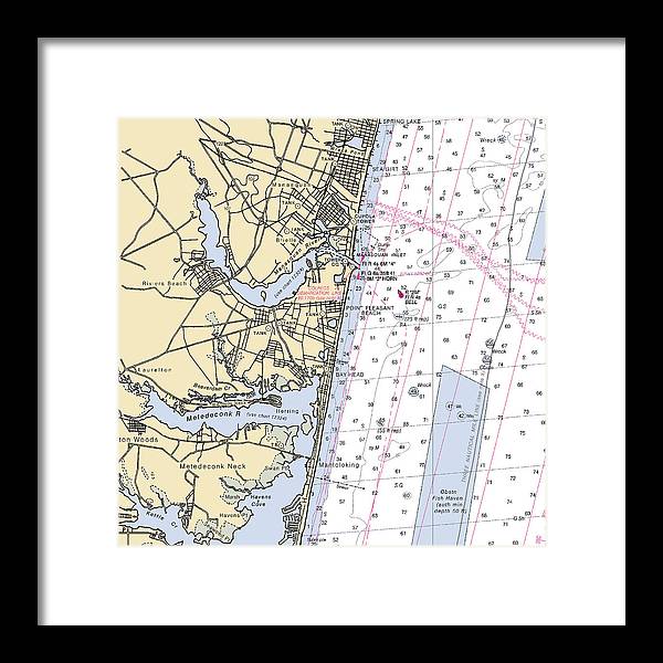 Spring Lake To Mantaloking-new Jersey Nautical Chart - Framed Print