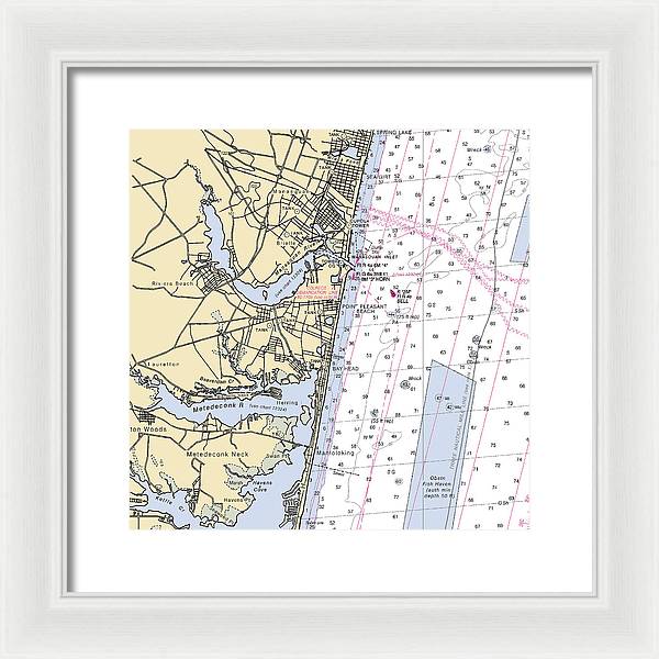 Spring Lake To Mantaloking-new Jersey Nautical Chart - Framed Print