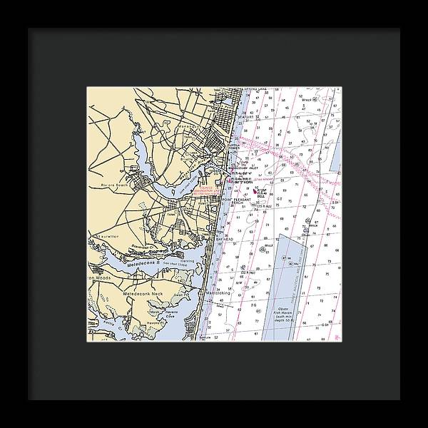 Spring Lake To Mantaloking-new Jersey Nautical Chart - Framed Print