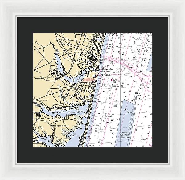 Spring Lake To Mantaloking-new Jersey Nautical Chart - Framed Print