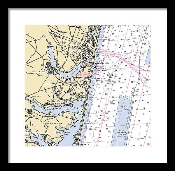 Spring Lake To Mantaloking-new Jersey Nautical Chart - Framed Print