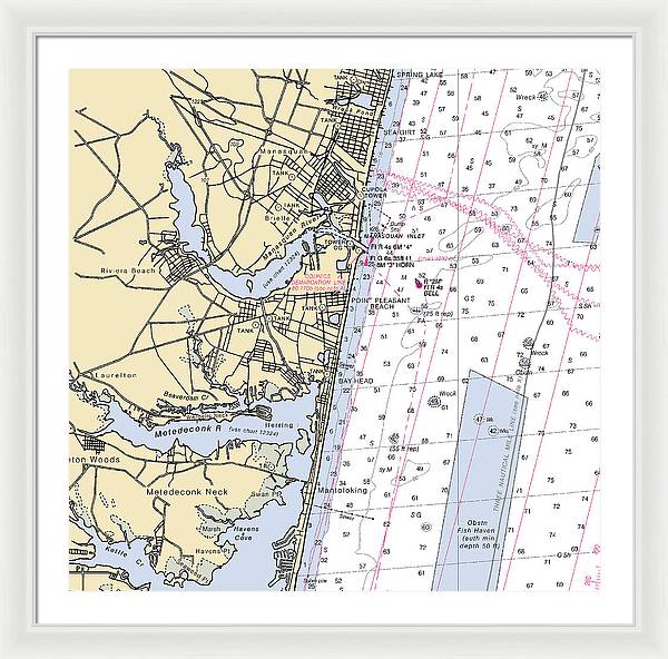 Spring Lake To Mantaloking-new Jersey Nautical Chart - Framed Print