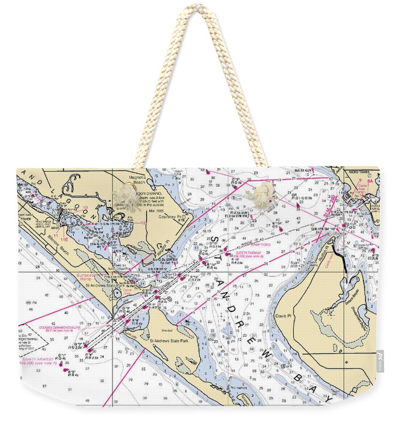 St Andrew Bay-florida Nautical Chart - Weekender Tote Bag