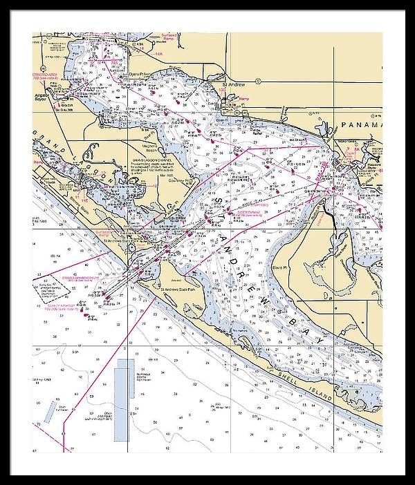 St Andrew Bay-florida Nautical Chart - Framed Print