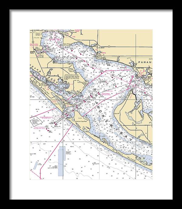 St Andrew Bay-florida Nautical Chart - Framed Print