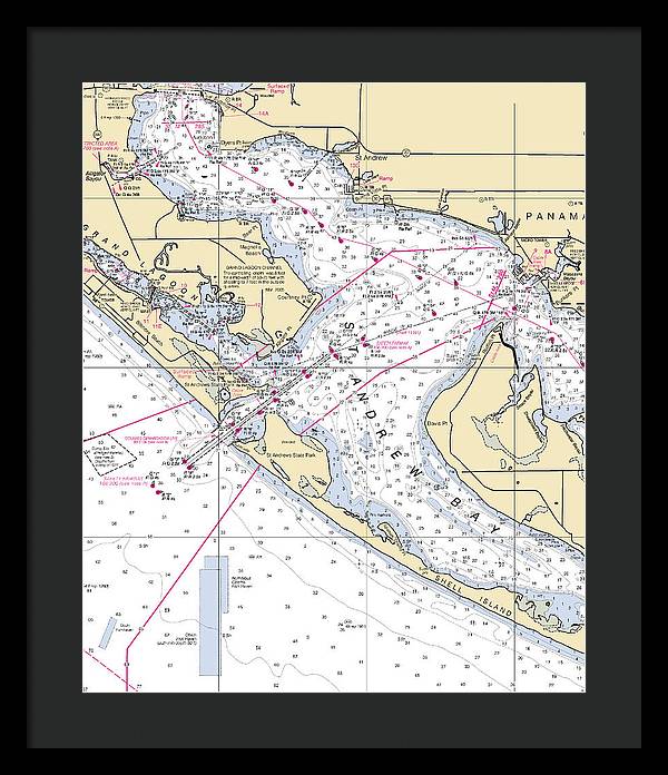 St Andrew Bay-florida Nautical Chart - Framed Print