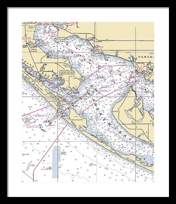 St Andrew Bay-florida Nautical Chart - Framed Print