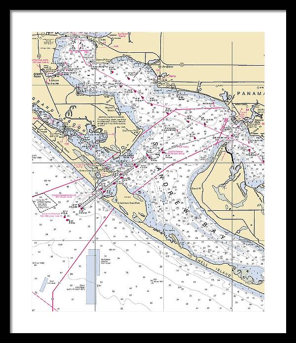 St Andrew Bay-florida Nautical Chart - Framed Print