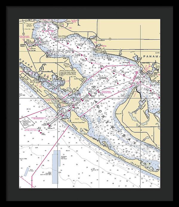 St Andrew Bay-florida Nautical Chart - Framed Print