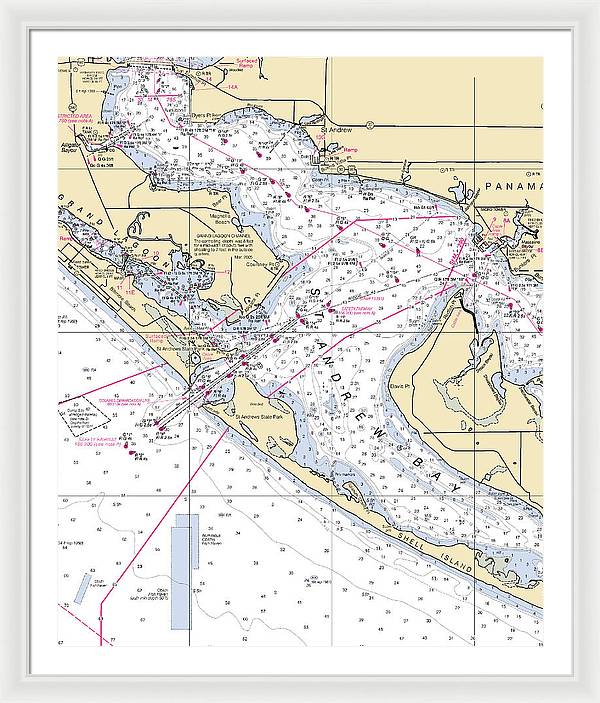 St Andrew Bay-florida Nautical Chart - Framed Print