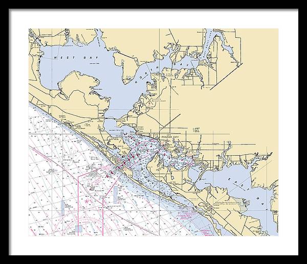 St-andrews-bay -florida Nautical Chart _v6 - Framed Print