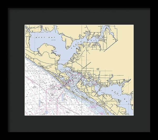 St-andrews-bay -florida Nautical Chart _v6 - Framed Print