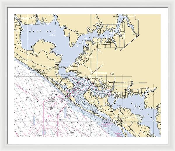 St-andrews-bay -florida Nautical Chart _v6 - Framed Print