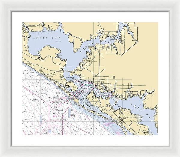 St-andrews-bay -florida Nautical Chart _v6 - Framed Print