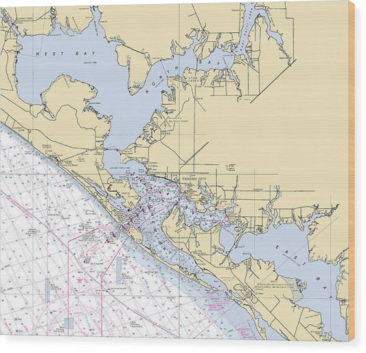 St-Andrews-Bay -Florida Nautical Chart _V6 Wood Print