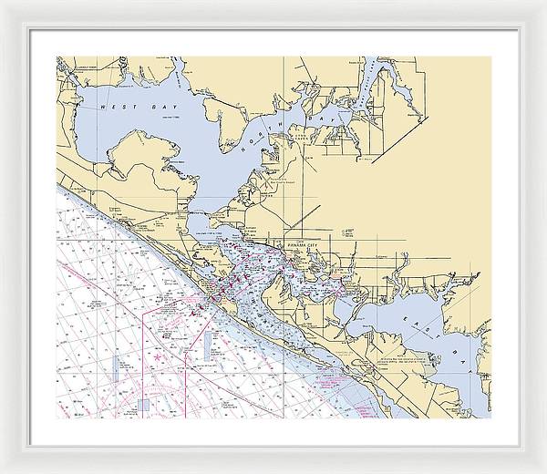 St-andrews-bay -florida Nautical Chart _v6 - Framed Print